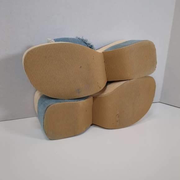 BC Footwear Women's Denim Fringe Platform Wedge Sandals , Size 6.5 - Picture 6 of 8